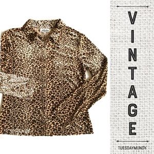 90’s Vintage Velvet Leopard Print Top
